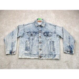 VINTAGE Levis Jean Jacket Mens Medium Blue Acid Wash Denim 70507-0219 USA 80s